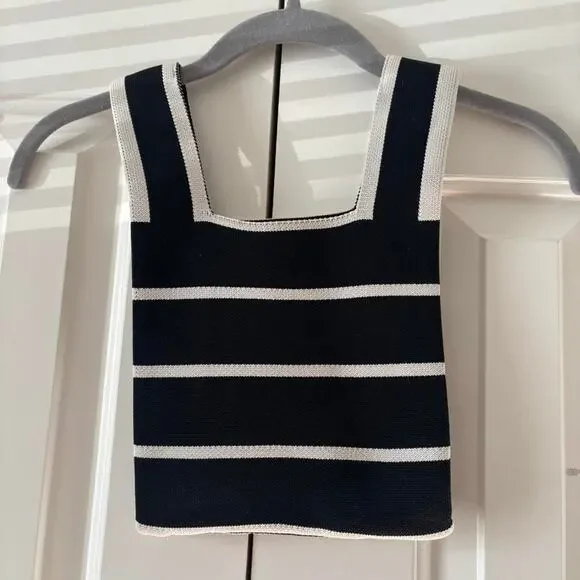 Black white striped tote - Picture 5 of 6